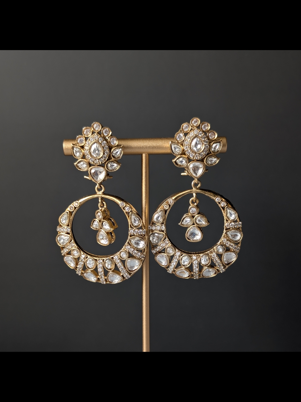 Circular Drop Earrings with Clear Stones